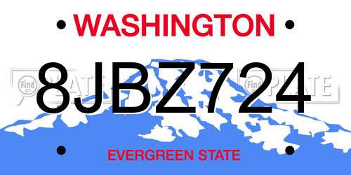 8JBZ724 Washington License Plate