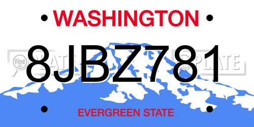 8JBZ781 Washington License Plate