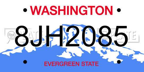 8JH2085 Washington License Plate