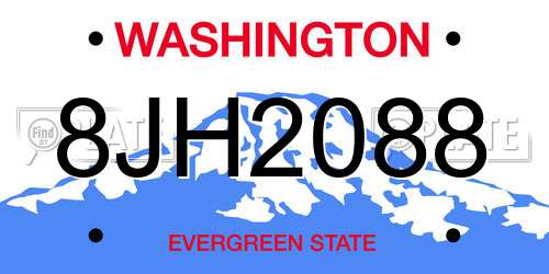 8JH2088 Washington License Plate