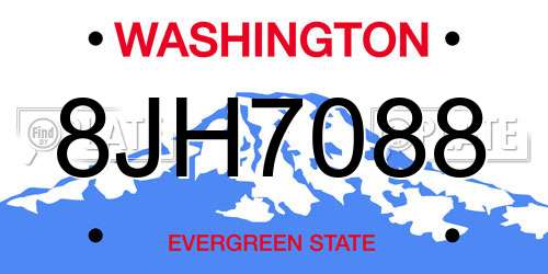 8JH7088 Washington License Plate