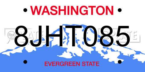 8JHT085 Washington License Plate