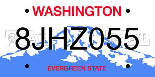 8JHZ055 Washington License Plate