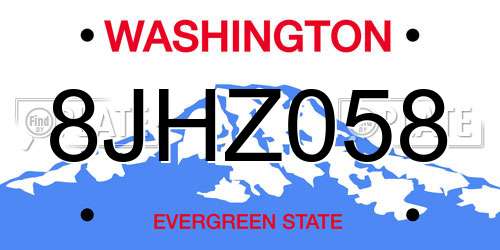 8JHZ058 Washington License Plate