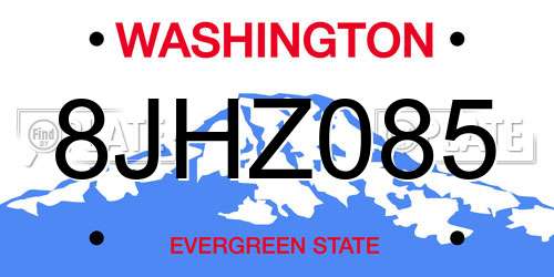 8JHZ085 Washington License Plate