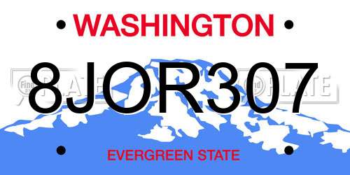 8JOR307 Washington License Plate