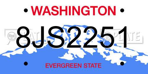 8JS2251 Washington License Plate