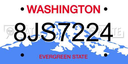 8JS7224 Washington License Plate