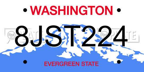 8JST224 Washington License Plate