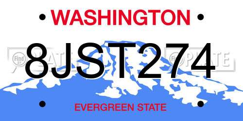 8JST274 Washington License Plate