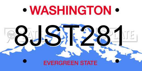 8JST281 Washington License Plate