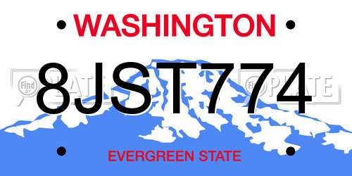 8JST774 Washington License Plate