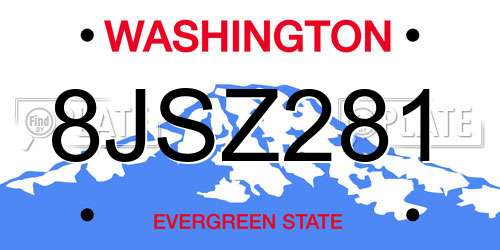8JSZ281 Washington License Plate