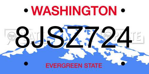 8JSZ724 Washington License Plate