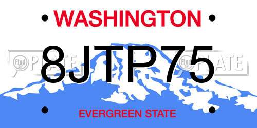 8JTP75 Washington License Plate