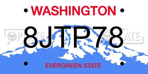 8JTP78 Washington License Plate