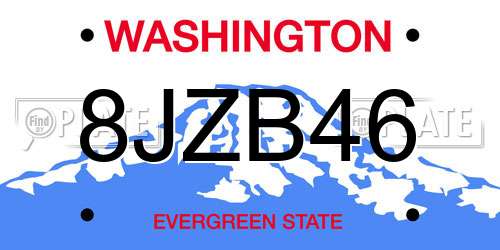 8JZB46 Washington License Plate
