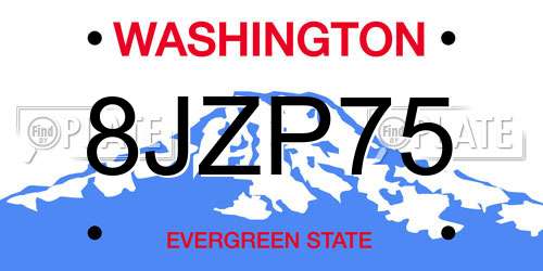 8JZP75 Washington License Plate