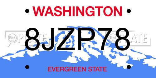 8JZP78 Washington License Plate