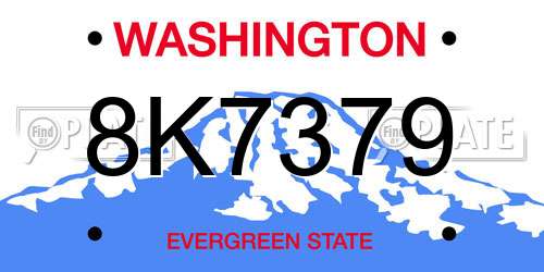 8K7379 Washington License Plate