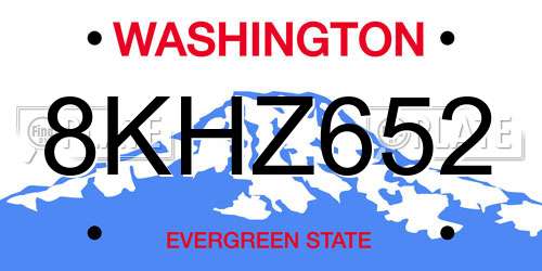 8KHZ652 Washington License Plate