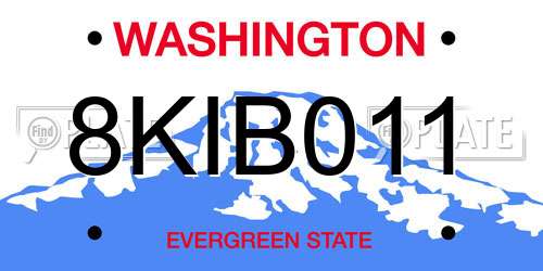 8KIB011 Washington License Plate