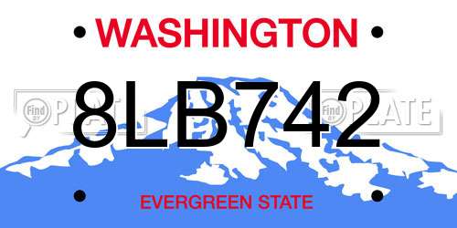 8LB742 Washington License Plate