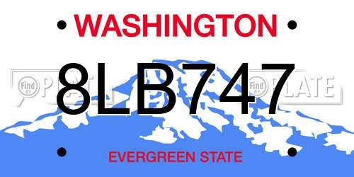 8LB747 Washington License Plate