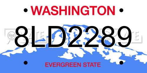 8LD2289 Washington License Plate