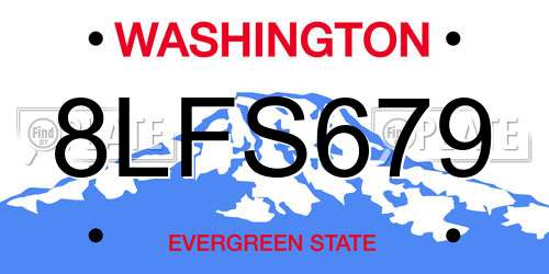 8LFS679 Washington License Plate