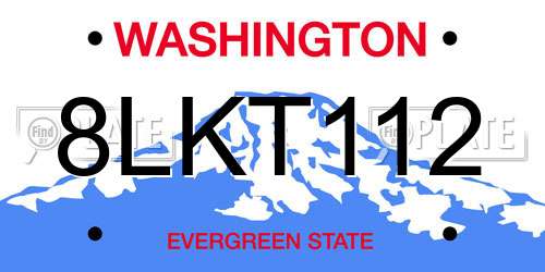 8LKT112 Washington License Plate