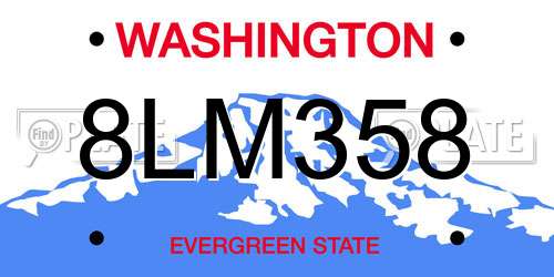 8LM358 Washington License Plate