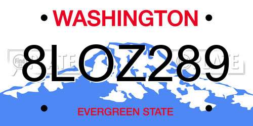 8LOZ289 Washington License Plate