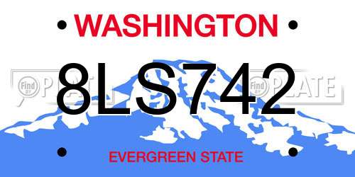 8LS742 Washington License Plate