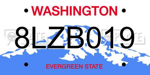 8LZB019 Washington License Plate