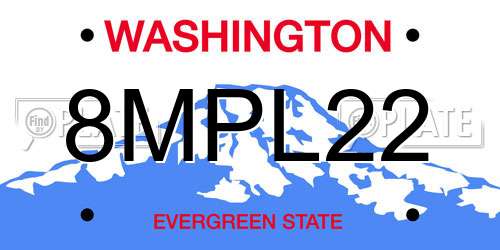 8MPL22 Washington License Plate