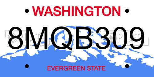 8MQB309 Washington License Plate