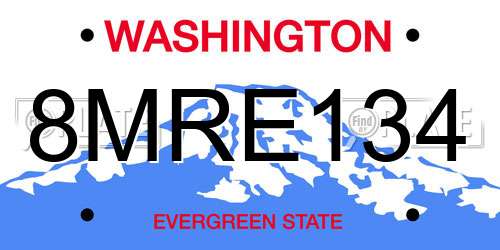 8MRE134 Washington License Plate