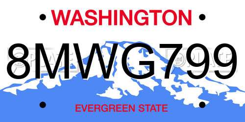 8MWG799 Washington License Plate