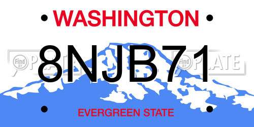 8NJB71 Washington License Plate
