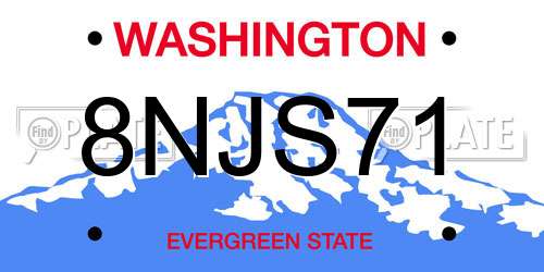 8NJS71 Washington License Plate
