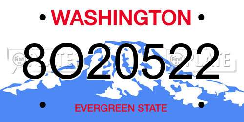 8O20522 Washington License Plate
