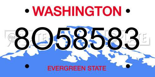 8O58583 Washington License Plate