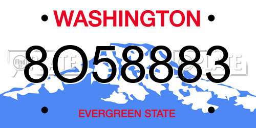 8O58883 Washington License Plate