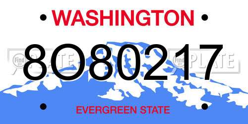 8O80217 Washington License Plate