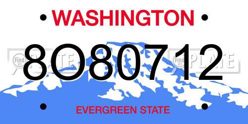 8O80712 Washington License Plate