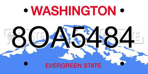 8OA5484 Washington License Plate
