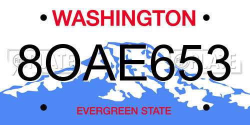 8OAE653 Washington License Plate