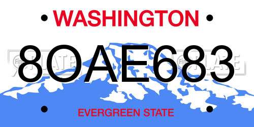 8OAE683 Washington License Plate