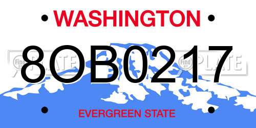 8OB0217 Washington License Plate
